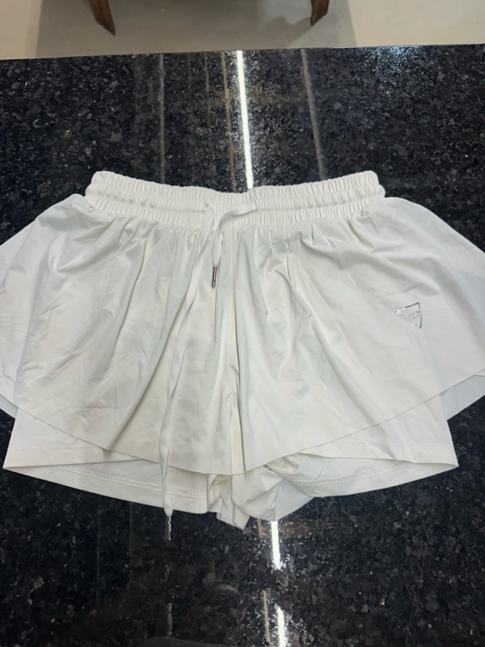 SHEIN White Layered Athletic Skort Shorts